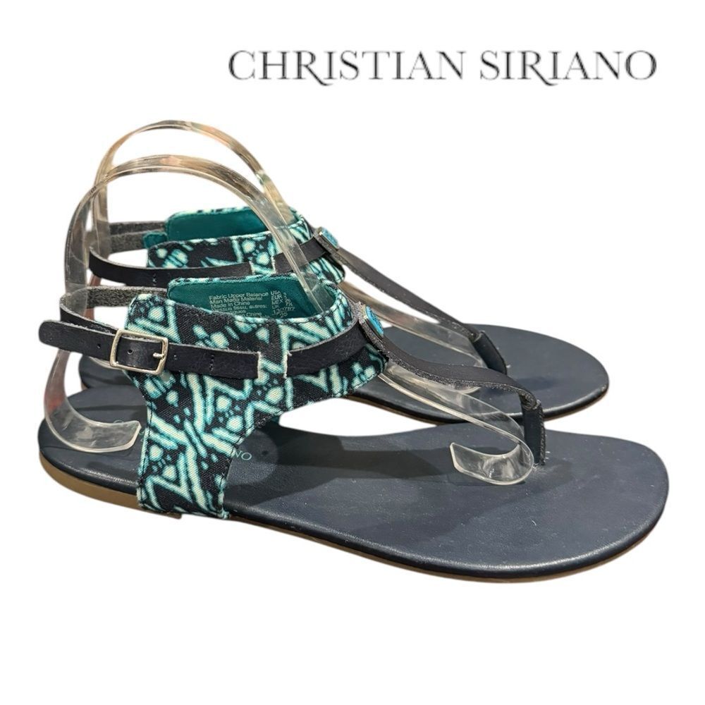 Christian Siriano for Payless Women's Navy Turquoise Thong Sandals 9